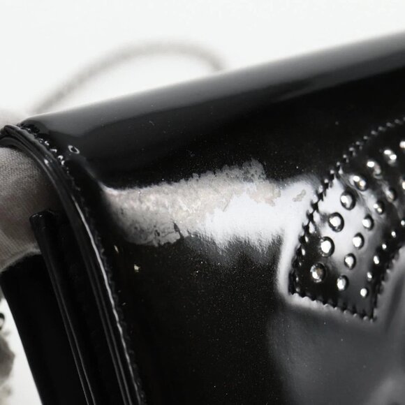 CHANEL Chain Shoulder Bag Enamel Black CC Auth - Picture 10 of 16